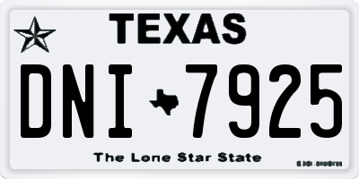 TX license plate DNI7925
