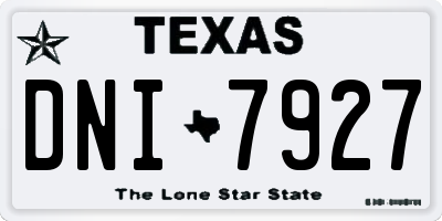TX license plate DNI7927