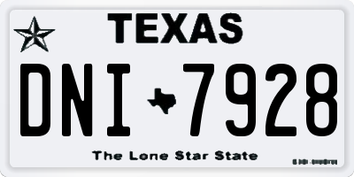 TX license plate DNI7928