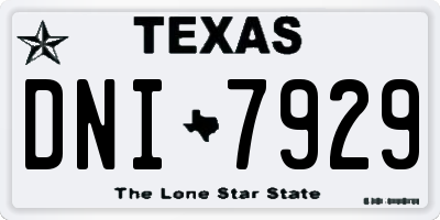 TX license plate DNI7929