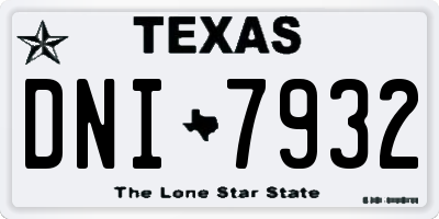 TX license plate DNI7932