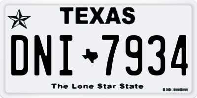 TX license plate DNI7934
