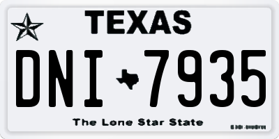 TX license plate DNI7935