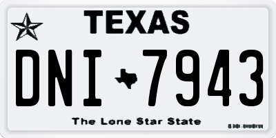 TX license plate DNI7943