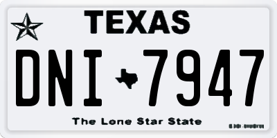 TX license plate DNI7947