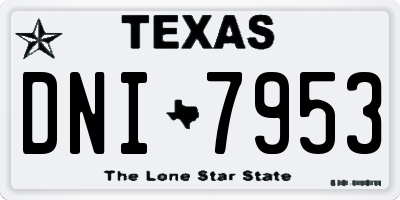 TX license plate DNI7953