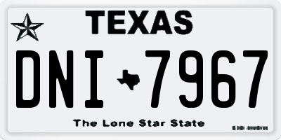TX license plate DNI7967