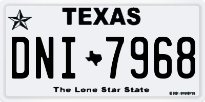 TX license plate DNI7968
