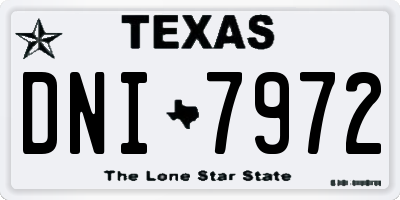 TX license plate DNI7972