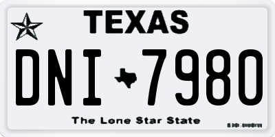 TX license plate DNI7980