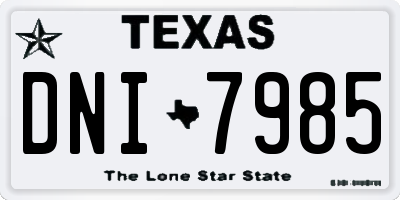 TX license plate DNI7985