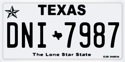 TX license plate DNI7987
