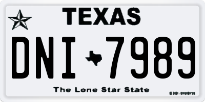 TX license plate DNI7989