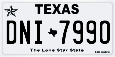 TX license plate DNI7990