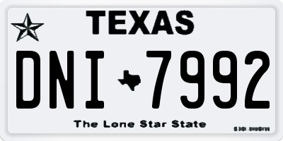 TX license plate DNI7992