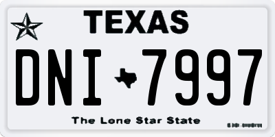 TX license plate DNI7997