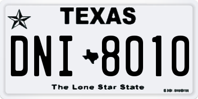 TX license plate DNI8010