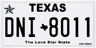 TX license plate DNI8011