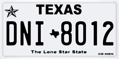 TX license plate DNI8012