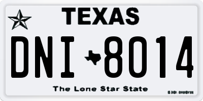 TX license plate DNI8014