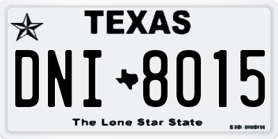 TX license plate DNI8015