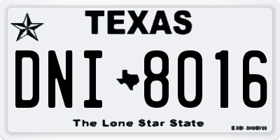 TX license plate DNI8016
