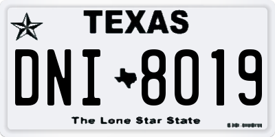 TX license plate DNI8019