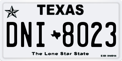 TX license plate DNI8023