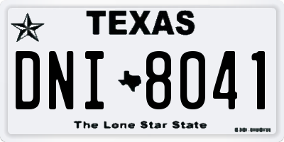 TX license plate DNI8041