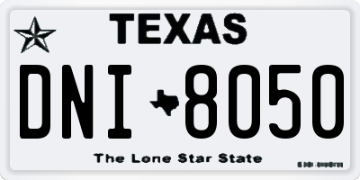 TX license plate DNI8050