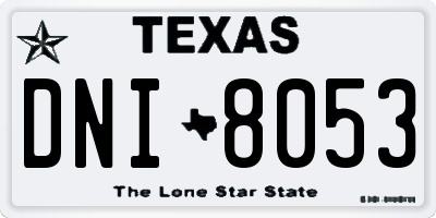TX license plate DNI8053