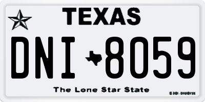TX license plate DNI8059
