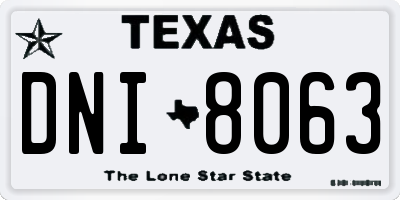 TX license plate DNI8063