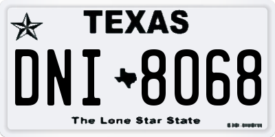 TX license plate DNI8068