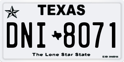 TX license plate DNI8071