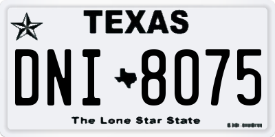TX license plate DNI8075