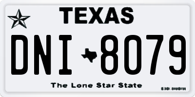 TX license plate DNI8079