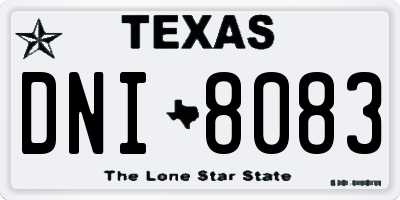 TX license plate DNI8083