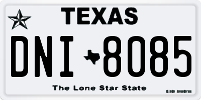TX license plate DNI8085