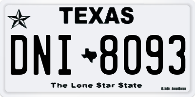 TX license plate DNI8093
