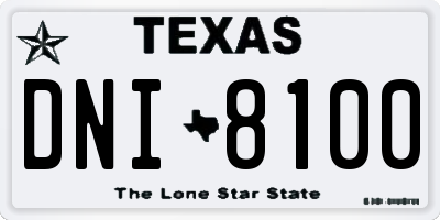 TX license plate DNI8100