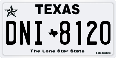 TX license plate DNI8120