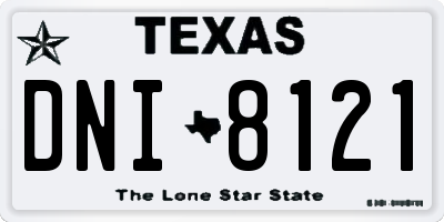 TX license plate DNI8121