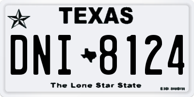 TX license plate DNI8124