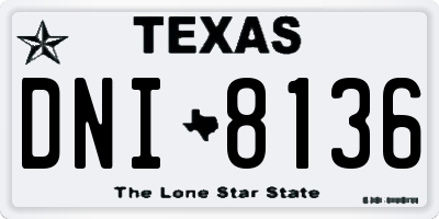 TX license plate DNI8136