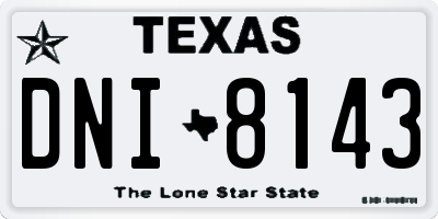 TX license plate DNI8143