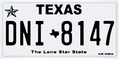 TX license plate DNI8147