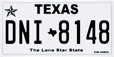 TX license plate DNI8148