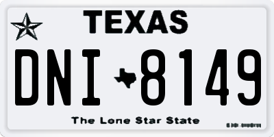 TX license plate DNI8149