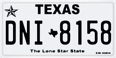 TX license plate DNI8158